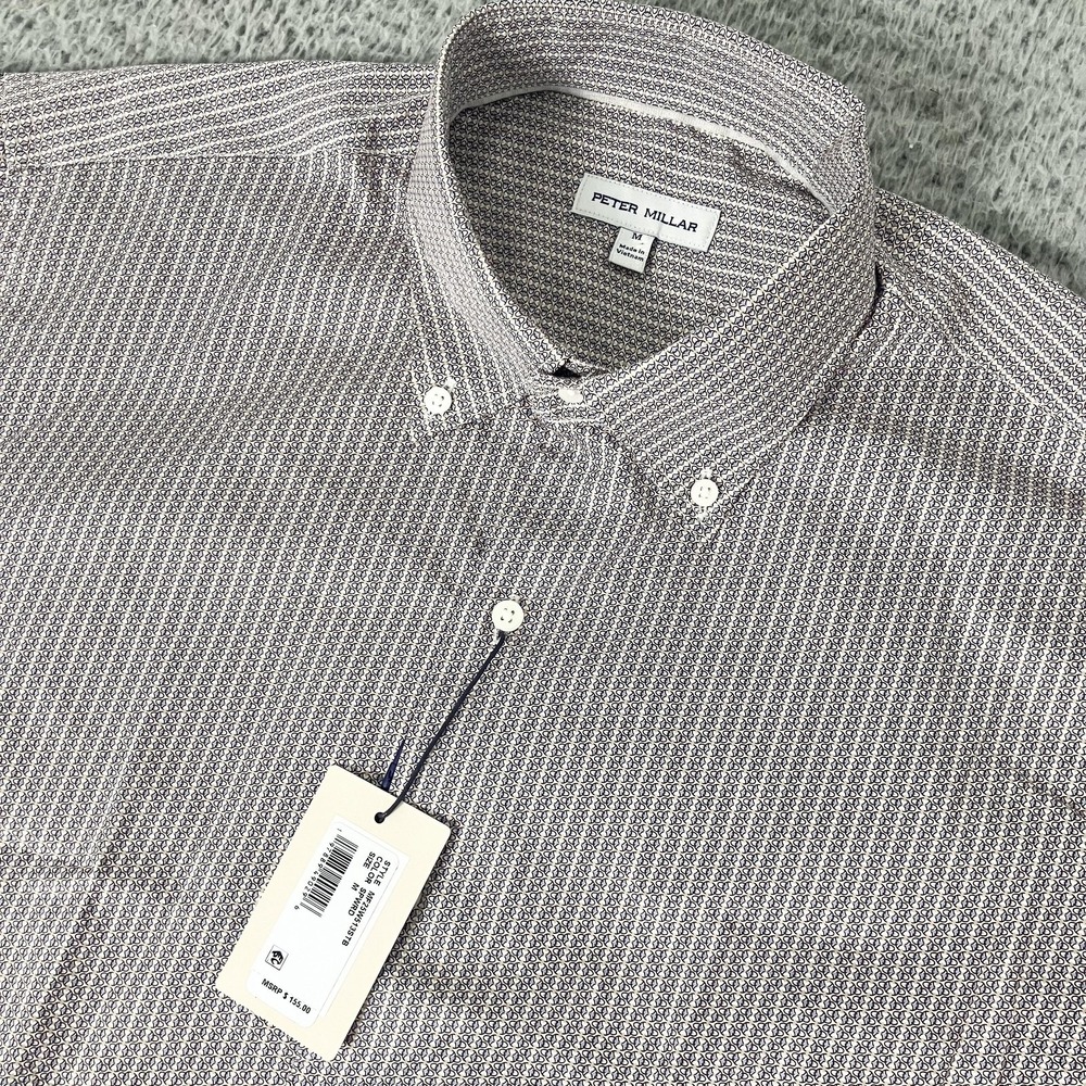 Peter Millar Shirt Mens Medium Geometric Print Short Sleeve Button Up